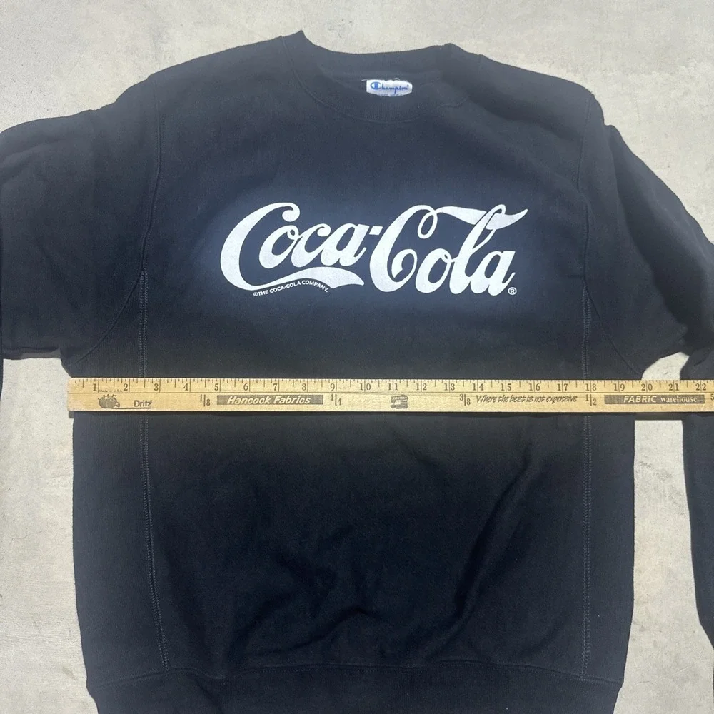 Champion Sweatshirt Men's SZ Small Black Coca-Cola Reverse Weave Fleece Pullover